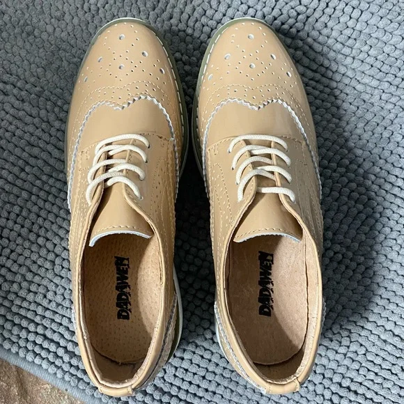 BRAND NEW Dadawen Nude Patent Leather Oxfords. Sz 7 (37) women’s (Real Leather) - Picture 10 of 13